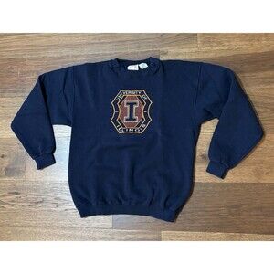Vintage 90s Illinois Fighting Illini Crewneck Sweatshirt Size Large USA MADE